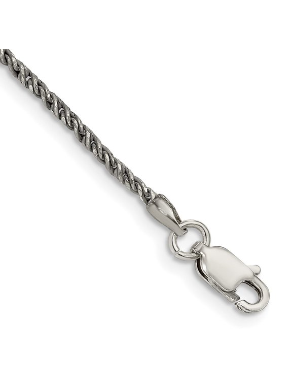 Fine Jewelry 925 Sterling Silver 1.7mm Twisted Tight Wheat Chain Bracelet 7 inch for Women