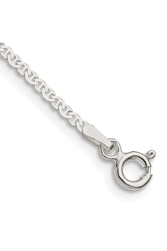 Fine Jewelry 925 Sterling Silver 1.85mm Flat Anchor Anklet 10inch for Women
