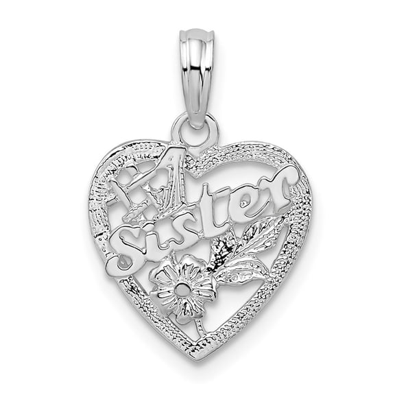 Auriga Fine Jewelry 925 Sterling Silver #1 Sister with Flower Heart Pendant for Women