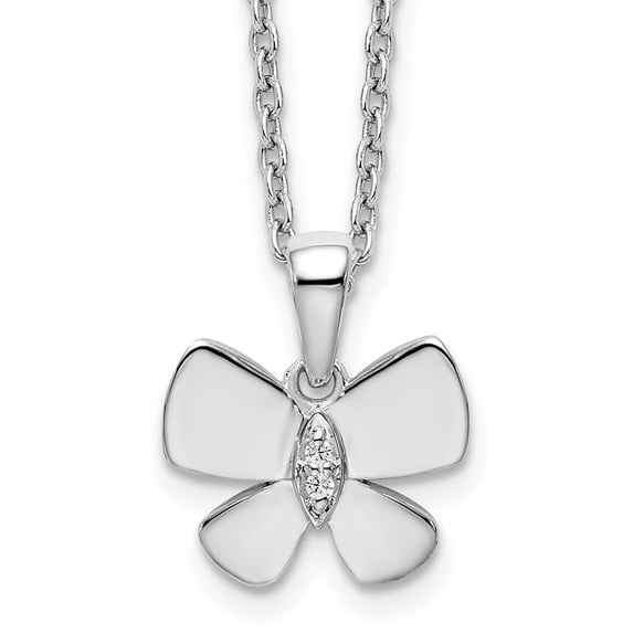 Auriga Fine Jewelry 925 Sterling Silver 1 mm Rhodium-Plated Diamond Butterfly Necklace for Women 20"