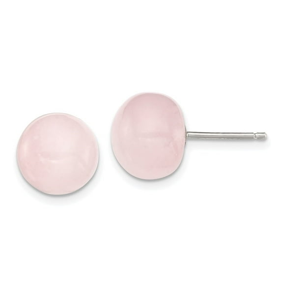 Auriga Fine Jewelry 925 Sterling Silver 10-10.5mm Rose Quartz Button Post Stud Earrings for Women