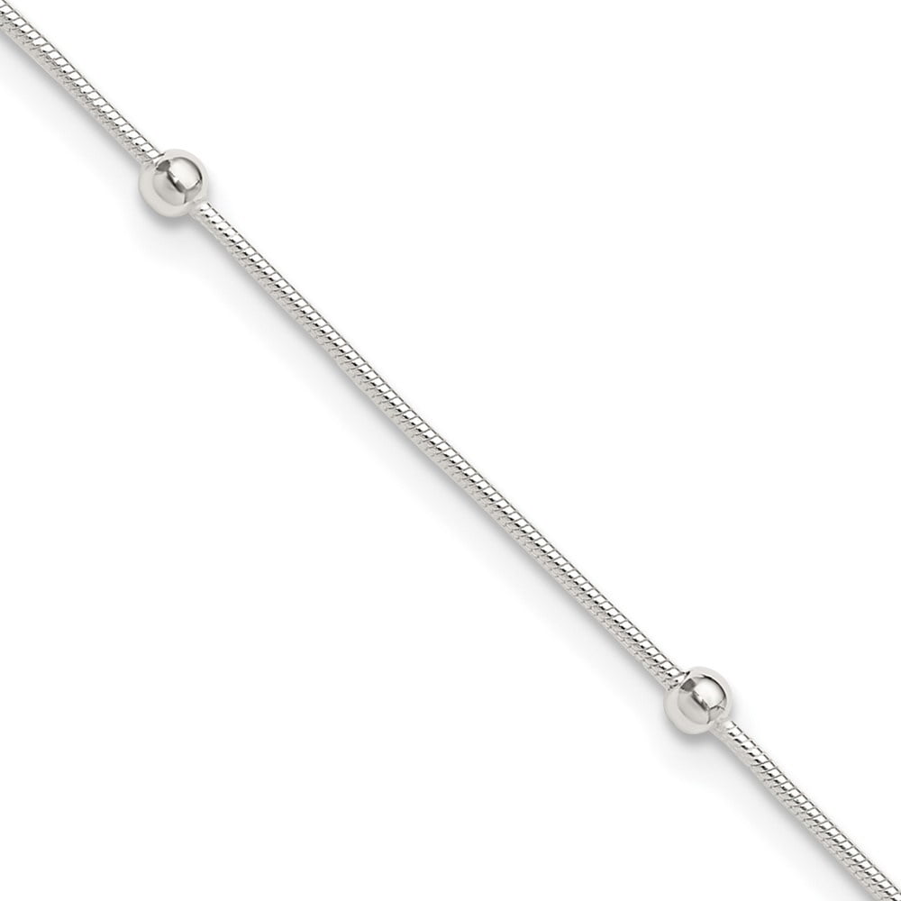 Auriga Fine Jewelry 925 Sterling Silver 10in Plus1.5 in ext. Polished Anklet for Women