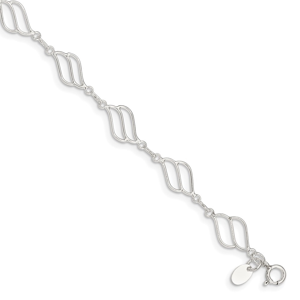 Auriga Fine Jewelry 925 Sterling Silver 10inch Fancy Polished Anklet for Women