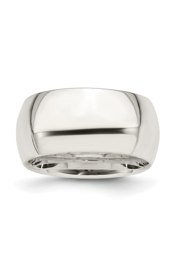 Fine Jewelry 925 Sterling Silver 10mm Comfort Fit Wedding Band Ring Size 4.5 for Women