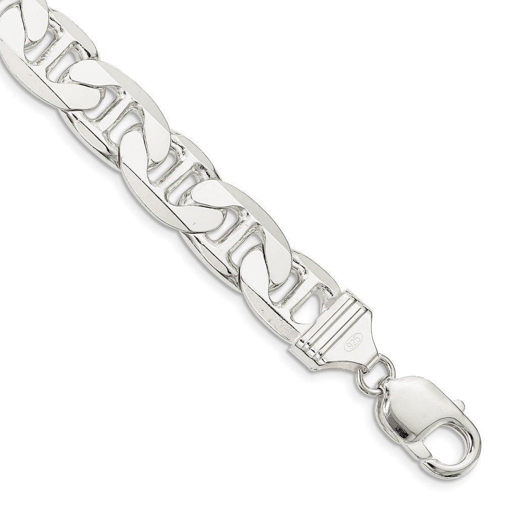 Auriga Fine Jewelry 925 Sterling Silver 11.5mm Flat Anchor 9inch Chain ...