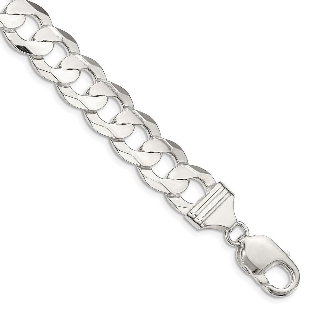 Auriga Fine Jewelry 925 Sterling Silver 11.9mm Concave Beveled Curb ...