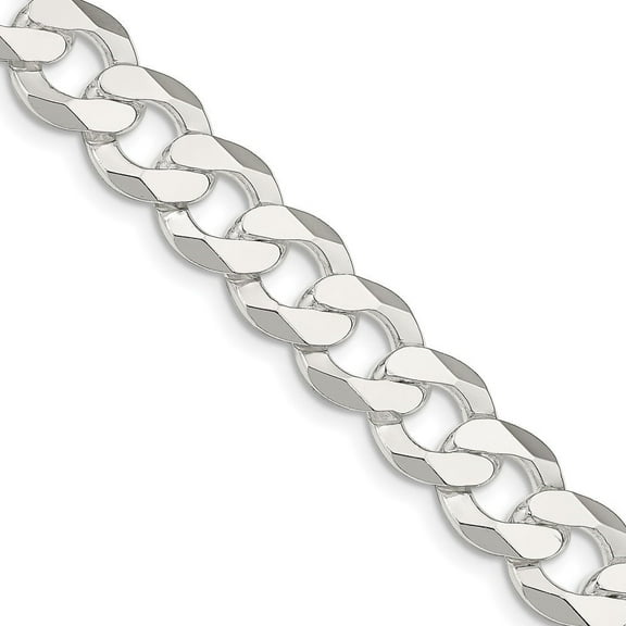 Auriga Fine Jewelry 925 Sterling Silver 14 mm Flat Curb Chain Necklace for Men 20"