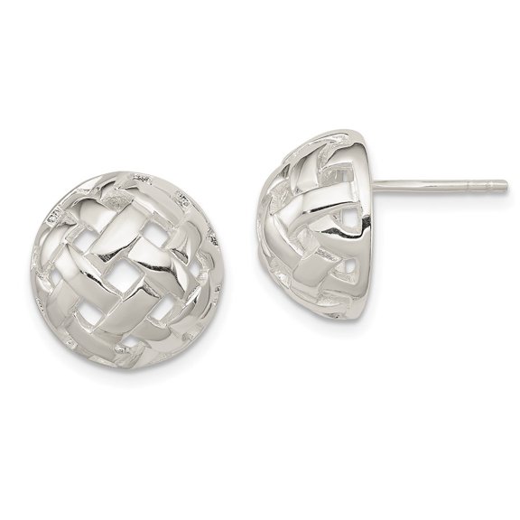 Auriga Fine Jewelry 925 Sterling Silver 14mm Fancy Button Post Stud Earrings for Women