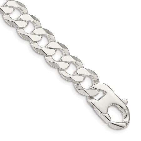 Auriga Fine Jewelry 925 Sterling Silver 14mm Flat Curb Chain Bracelet 9inch for Women