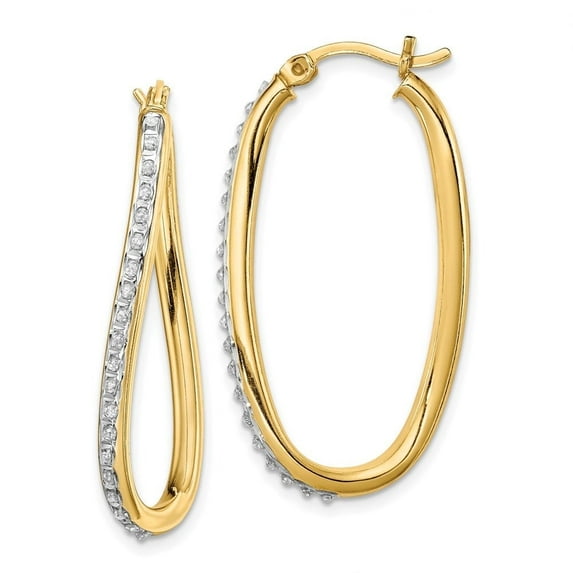 Auriga Fine Jewelry 925 Sterling Silver 18K Gold-plated Diamond Oval Twist Hoop Earrings for Women