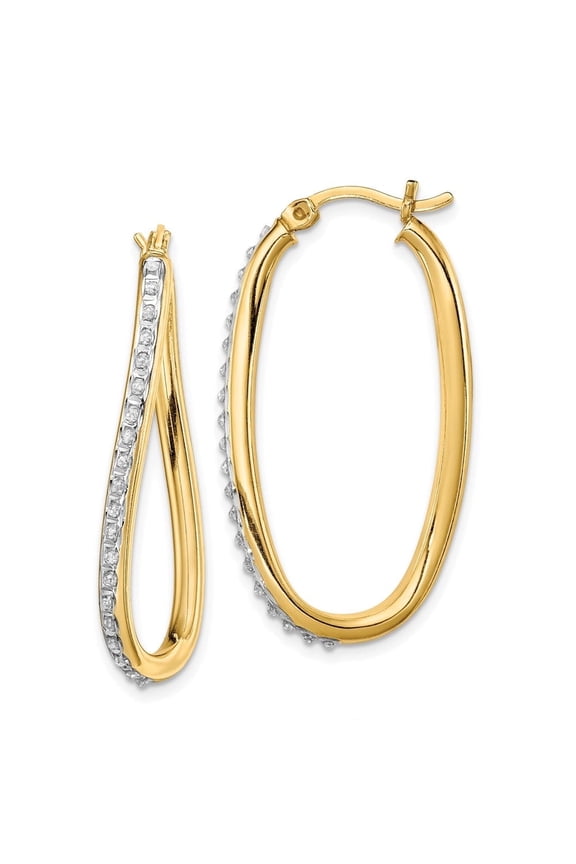 Fine Jewelry 925 Sterling Silver 18K Gold-plated Diamond Oval Twist Hoop Earrings for Women