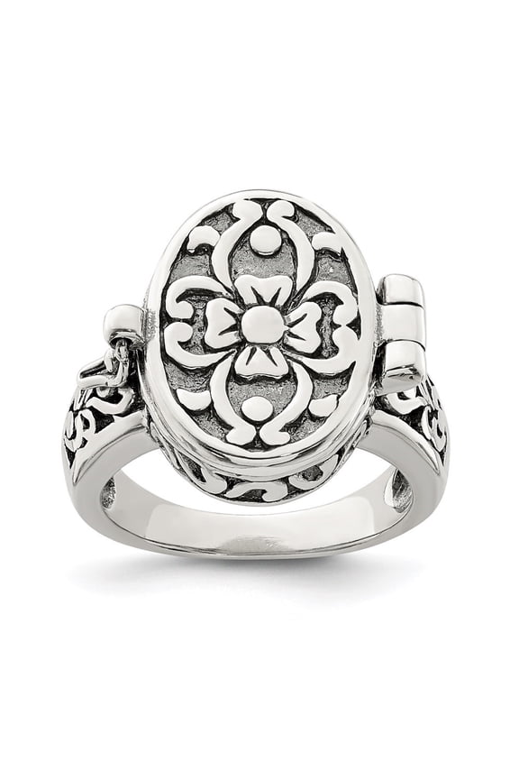 Fine Jewelry 925 Sterling Silver 18mm Locket Ring Size 7 for Women