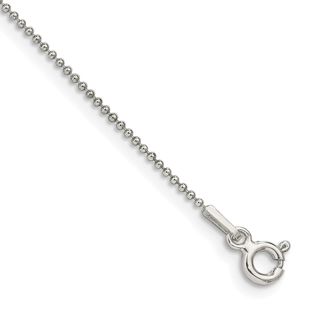 Auriga Fine Jewelry 925 Sterling Silver 1mm Beaded Chain Anklet 10inch for Women