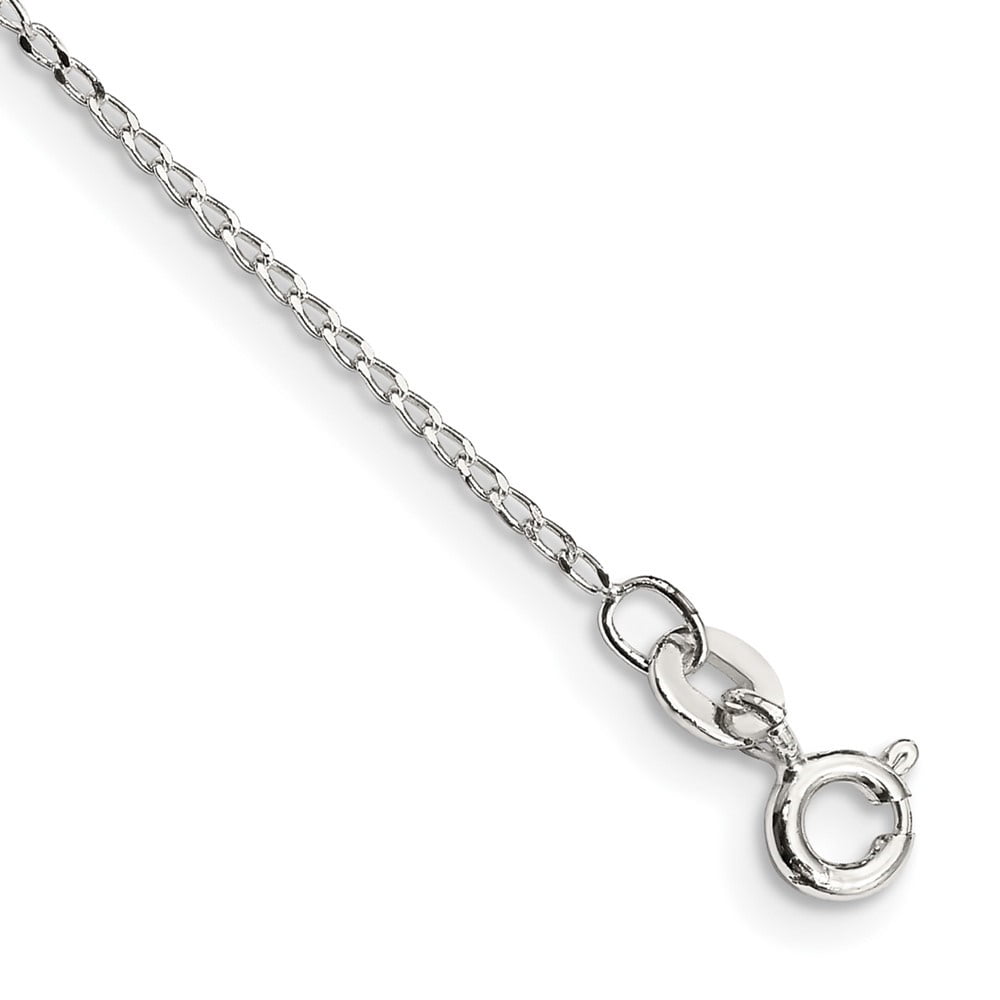 Auriga Fine Jewelry 925 Sterling Silver 1mm Open Elongated Link Curb Anklet 10inch for Women
