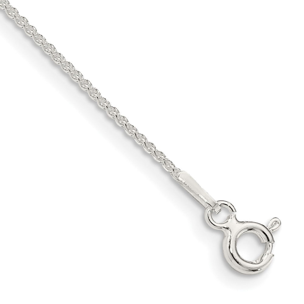 Auriga Fine Jewelry 925 Sterling Silver 1mm Round Spiga Anklet 10inch for Women
