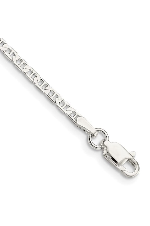 Fine Jewelry 925 Sterling Silver 2.1mm Flat Anchor Anklet 9inch for Women