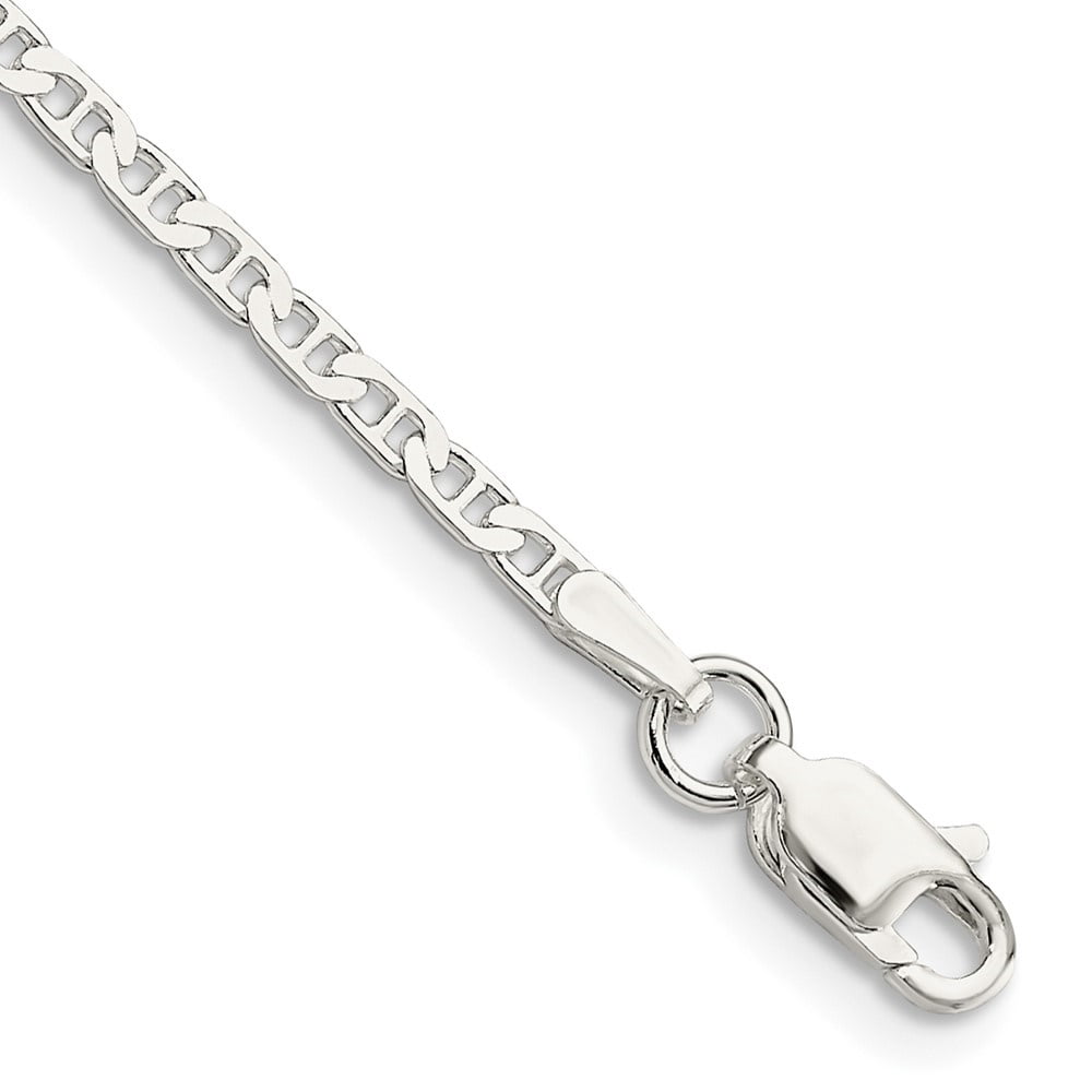 Auriga Fine Jewelry 925 Sterling Silver 2.1mm Flat Anchor Anklet 9inch for Women