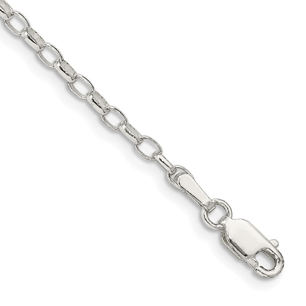 Auriga Fine Jewelry 925 Sterling Silver 2.5mm Oval Fancy Rolo Anklet 9inch for Women