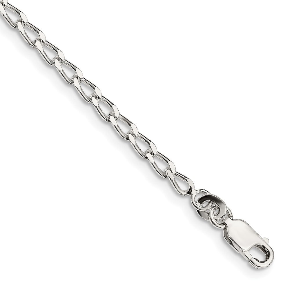 Auriga Fine Jewelry 925 Sterling Silver 2.8mm Open Elongated Link Anklet 9inch for Women