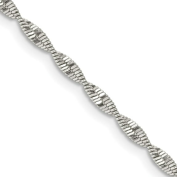 Auriga Fine Jewelry 925 Sterling Silver 2 mm Twisted Herringbone Chain Necklace for Women 16"
