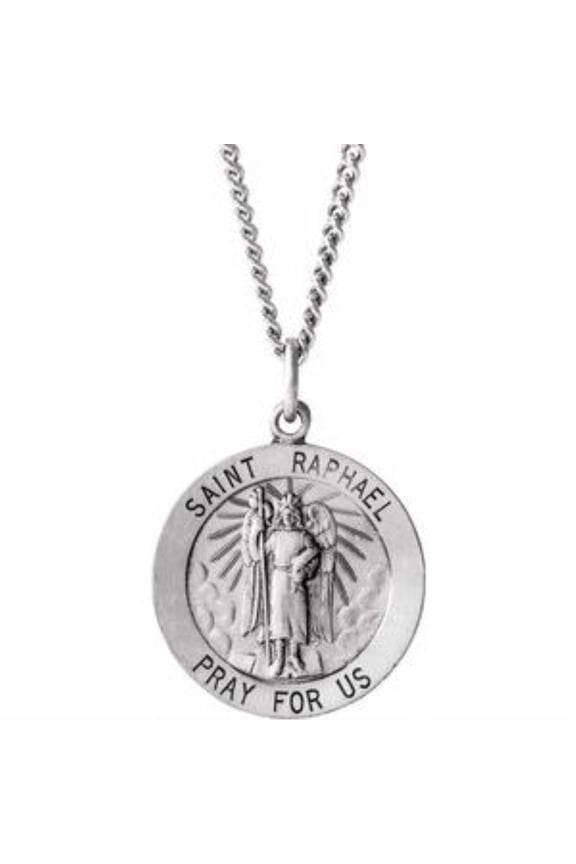 Fine Jewelry 925 Sterling Silver 22 mm Round Raphael Pendant Necklace for Women Size 24"