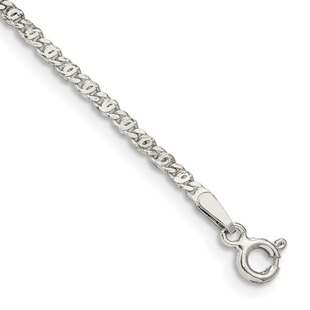 Auriga Fine Jewelry 925 Sterling Silver 2mm Fancy 9inch Anchor Chain Anklet for Women