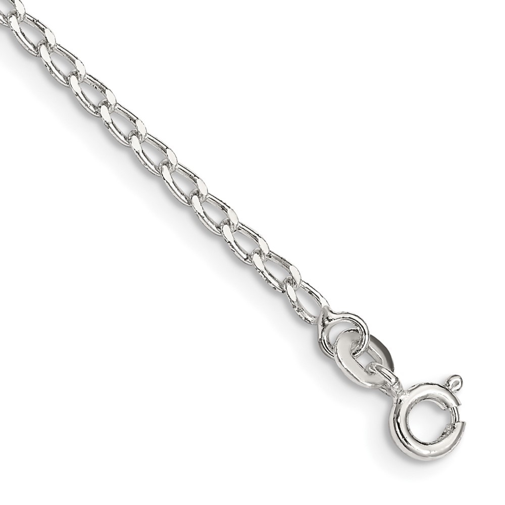 Auriga Fine Jewelry 925 Sterling Silver 2mm Open Elongated Link Anklet 10inch for Women