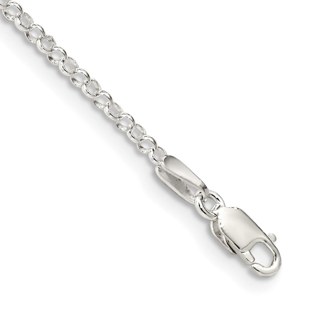 Auriga Fine Jewelry 925 Sterling Silver 2mm Rolo Chain Anklet 10inch for Women