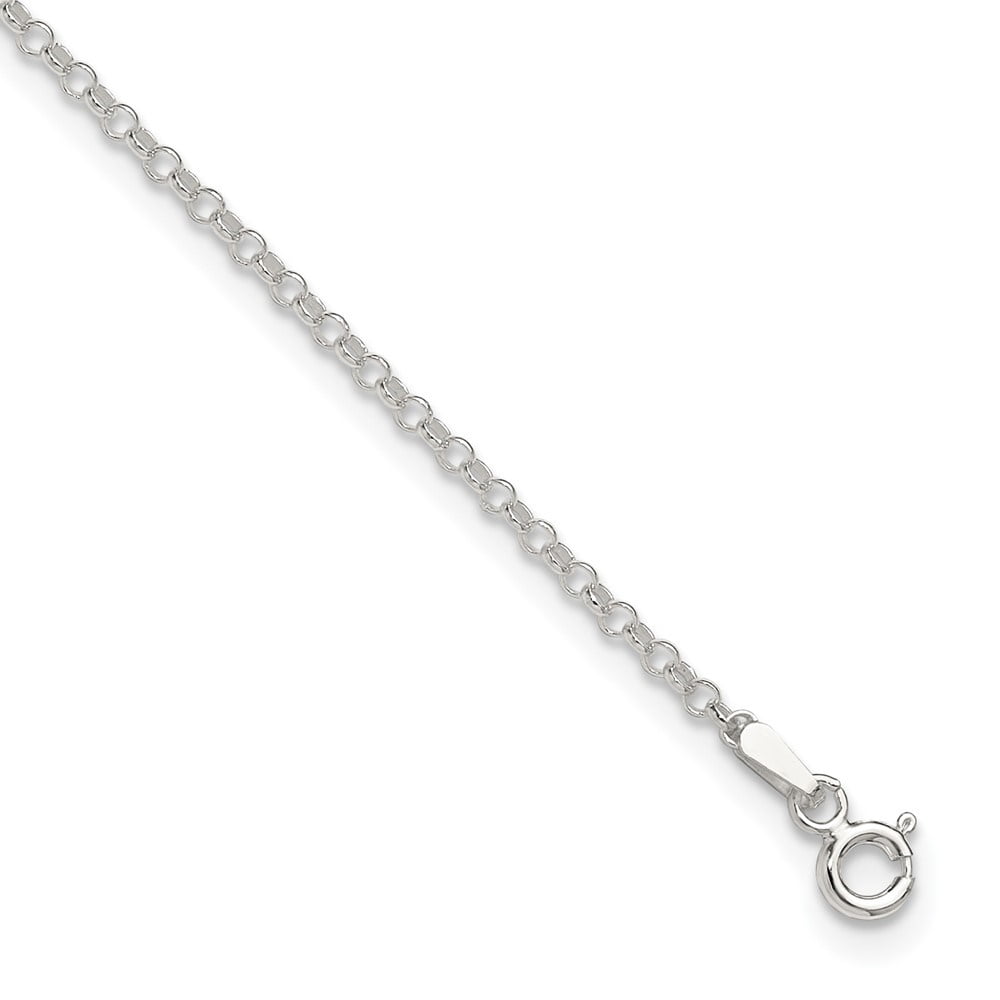 Auriga Fine Jewelry 925 Sterling Silver 2mm Rolo Chain Anklet 9inch for Women
