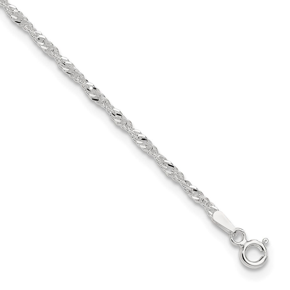 Auriga Fine Jewelry 925 Sterling Silver 2mm Singapore Chain Anklet 9inch for Women