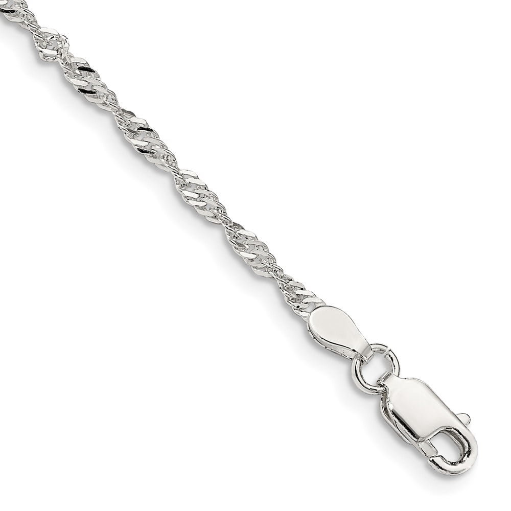 Auriga Fine Jewelry 925 Sterling Silver 2mm Singapore Chain Anklet 9inch for Women