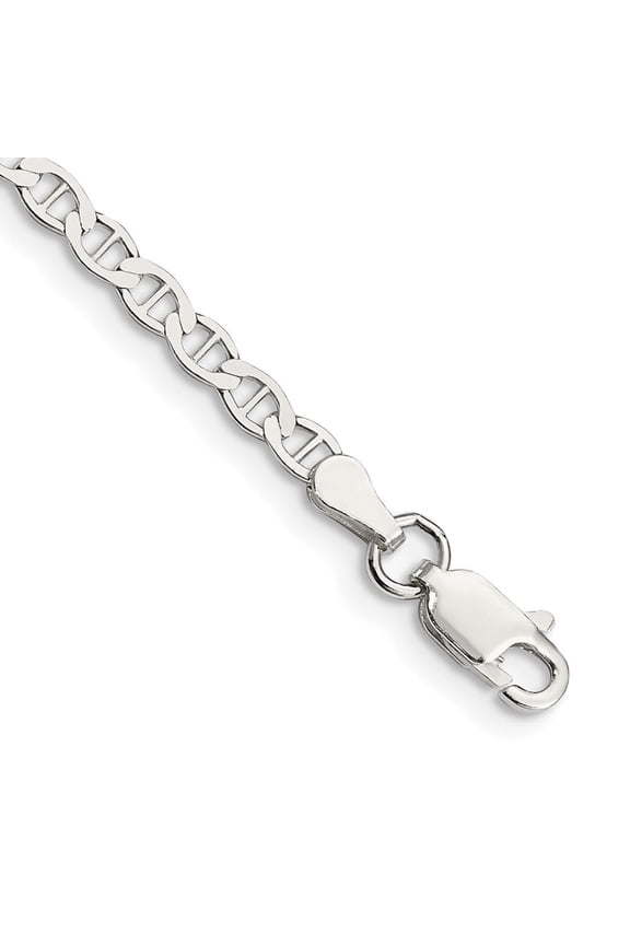 Fine Jewelry 925 Sterling Silver 3.1mm Flat Anchor Chain 8inch Bracelet for Women
