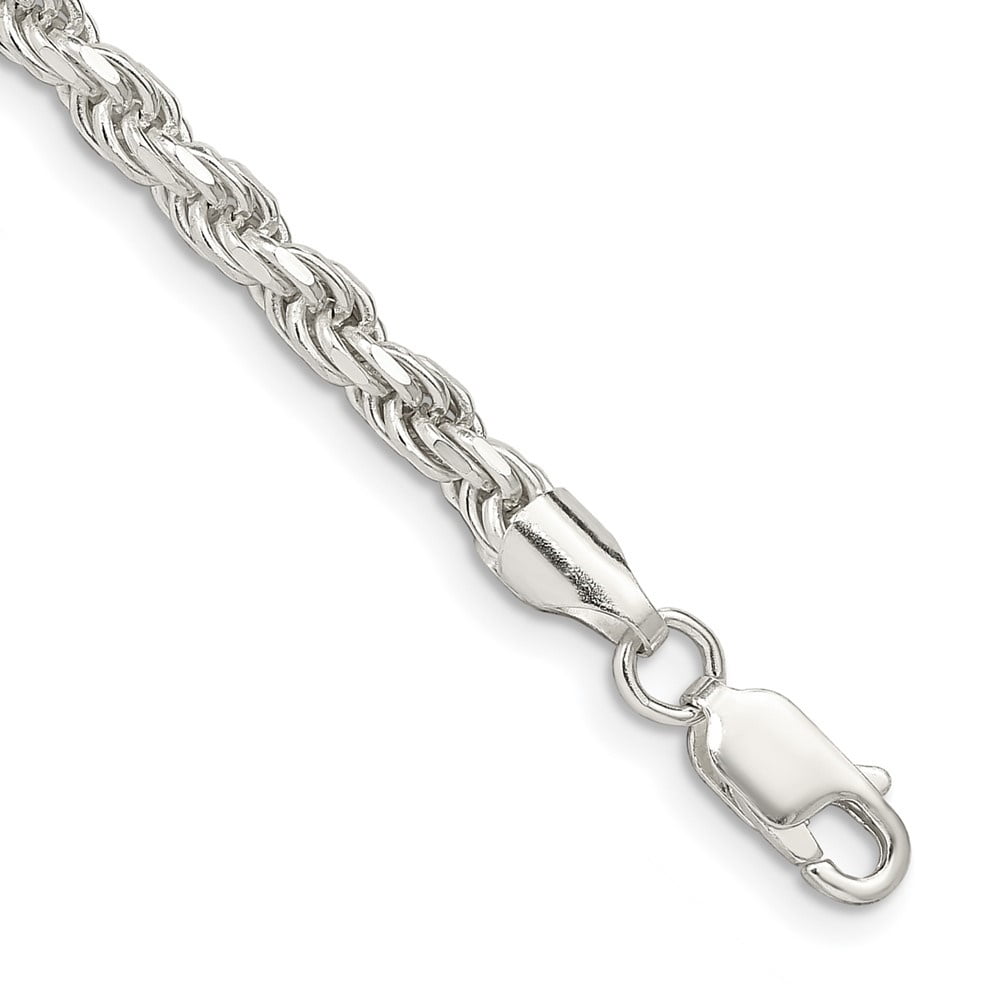 Auriga Fine Jewelry 925 Sterling Silver 3.5mm Diamond-cut Rope Chain Anklet 10inch for Women