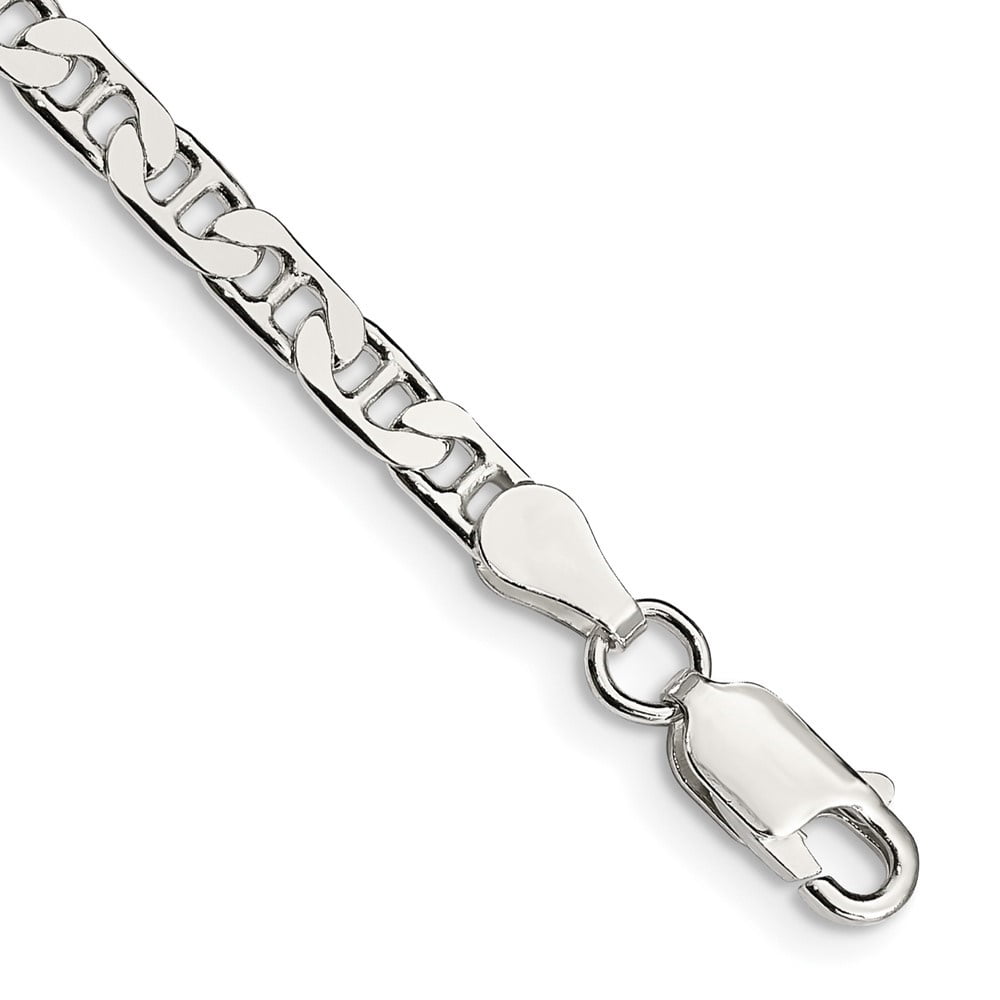 Auriga Fine Jewelry 925 Sterling Silver 3.75mm Flat Anchor 9inch Chain Anklet for Women