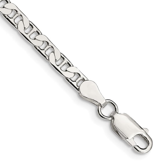 Auriga Fine Jewelry 925 Sterling Silver 3.75mm Flat Anchor 9inch Chain Anklet for Women