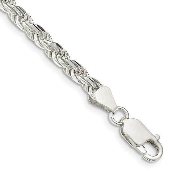 Auriga Fine Jewelry 925 Sterling Silver 4.25mm Diamond-cut Rope Chain Bracelet 7inch for Women