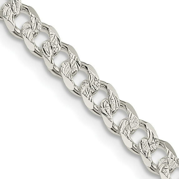 Auriga Fine Jewelry 925 Sterling Silver 4.5 mm Pave Curb Chain Necklace for Women 26"