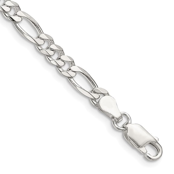Auriga Fine Jewelry 925 Sterling Silver 4.5mm Figaro Chain Bracelet 7 inch for Women