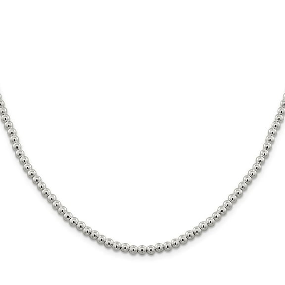 Auriga Fine Jewelry 925 Sterling Silver 4 mm Beads on Box Chain Necklace for Women 16"