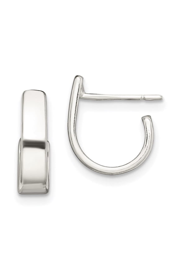 Fine Jewelry 925 Sterling Silver 4mm Fancy J-Hoops Earring for Women