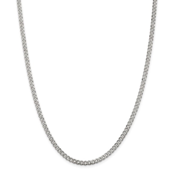 Auriga Fine Jewelry 925 Sterling Silver 4mm Pave Curb Chain Necklace 24inch for Women