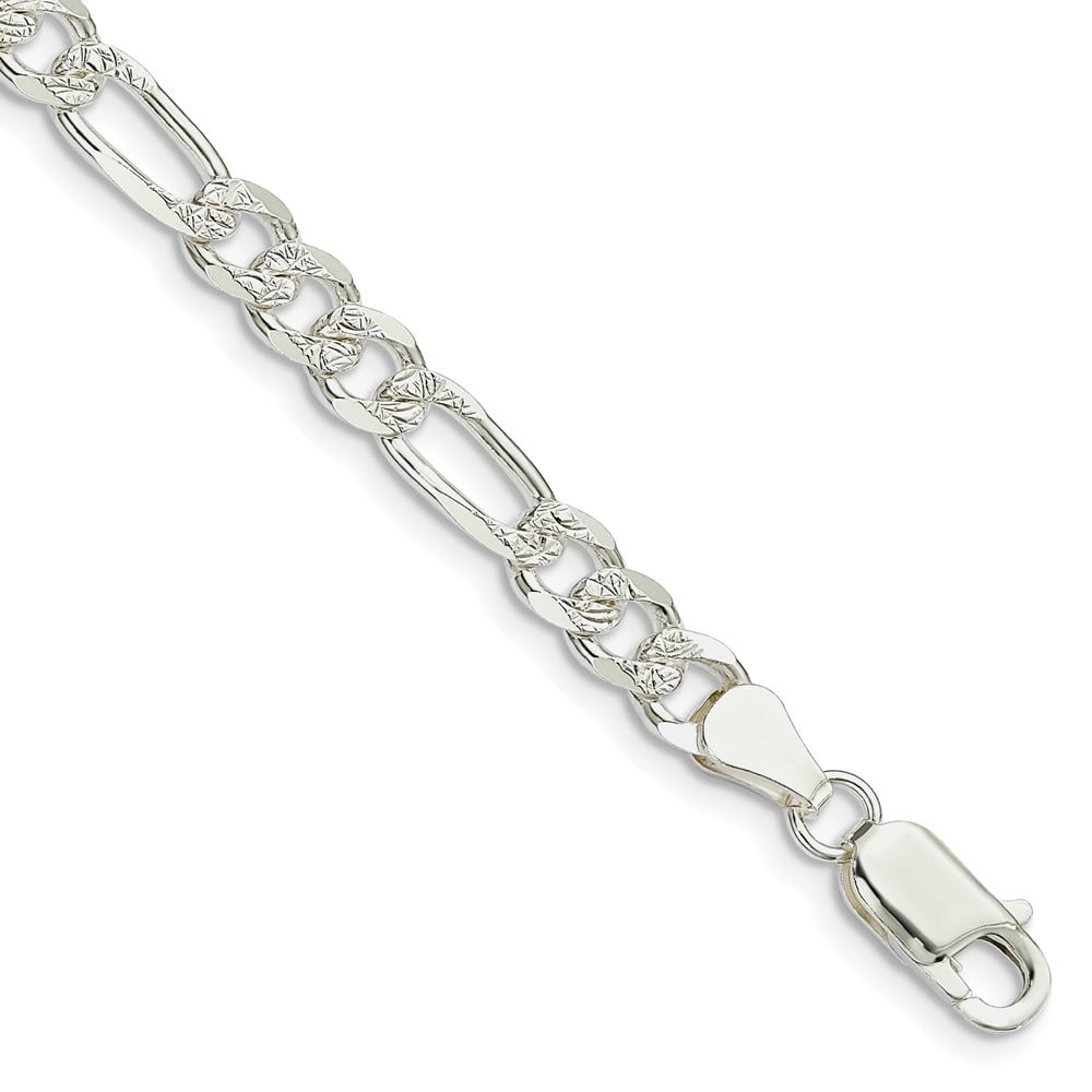 Auriga Fine Jewelry 925 Sterling Silver 5.5mm Flat Figaro 9inch Chain Bracelet for Men