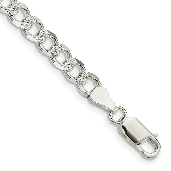 Auriga Fine Jewelry 925 Sterling Silver 5.5mm Pav‚ Curb 9inch Chain Bracelet for Men