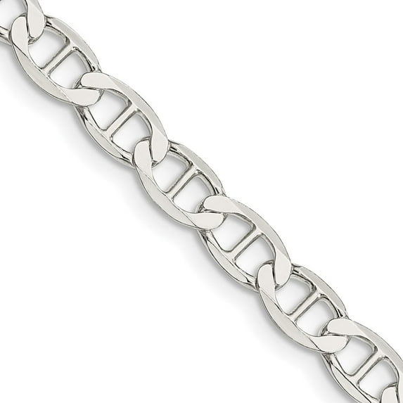 Auriga Fine Jewelry 925 Sterling Silver 5.7 mm Flat Anchor Chain Necklace for Mens 20"