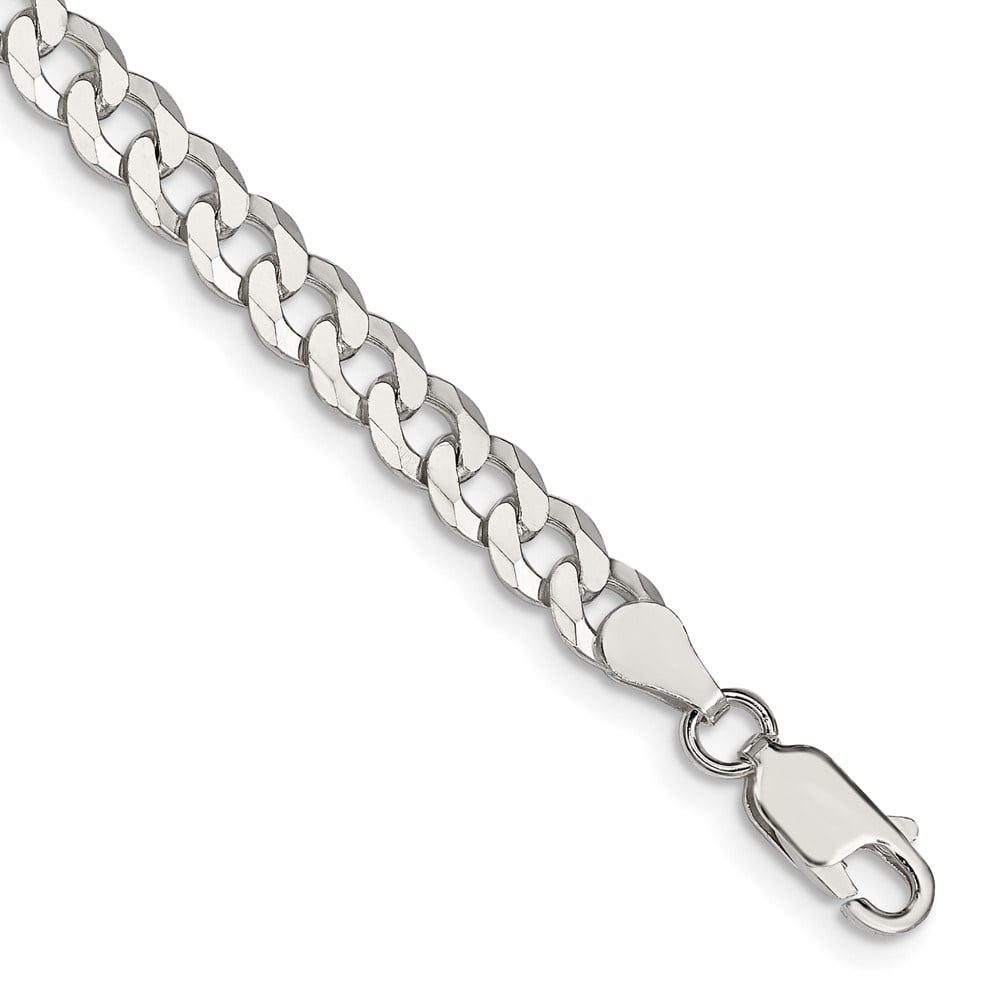 Auriga Fine Jewelry 925 Sterling Silver 5mm Beveled Curb 9inch Chain Bracelet for Men
