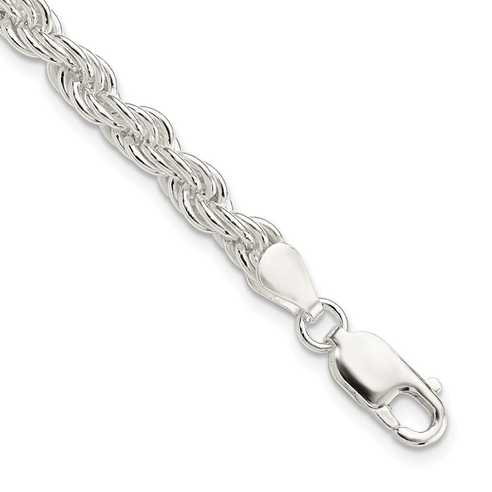 Auriga Fine Jewelry 925 Sterling Silver 5mm Solid Rope 8inch Chain Bracelet for Men