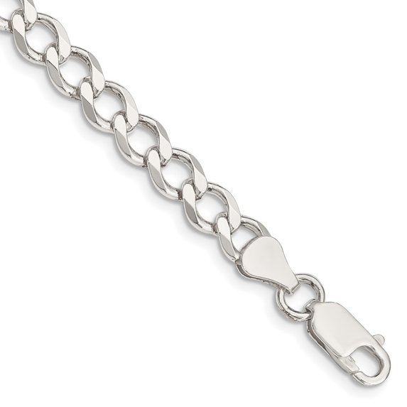 Auriga Fine Jewelry 925 Sterling Silver 6.4mm Semi-Solid Flat Curb Bracelet 7inch for Women