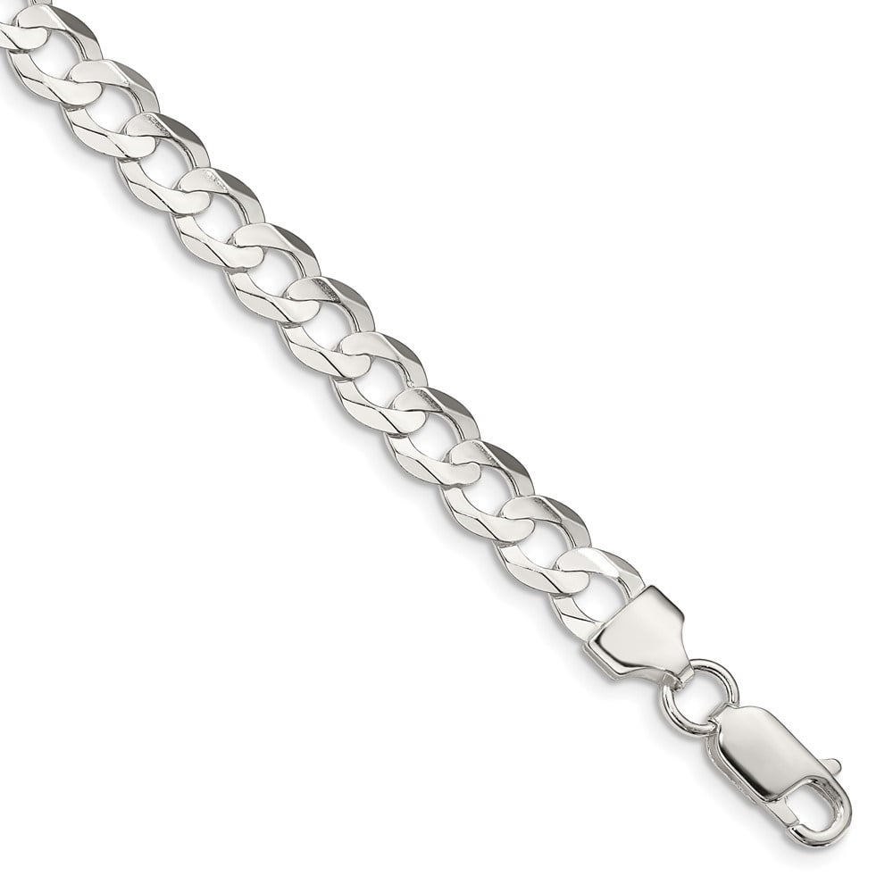 Auriga Fine Jewelry 925 Sterling Silver 6.75mm Concave Beveled Curb 7inch Chain Bracelet for Men