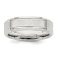 thumbnail image 1 of Auriga Fine Jewelry 925 Sterling Silver 6 mm Brushed Flat Grooved Fancy Band for Women Size 11, 1 of 8