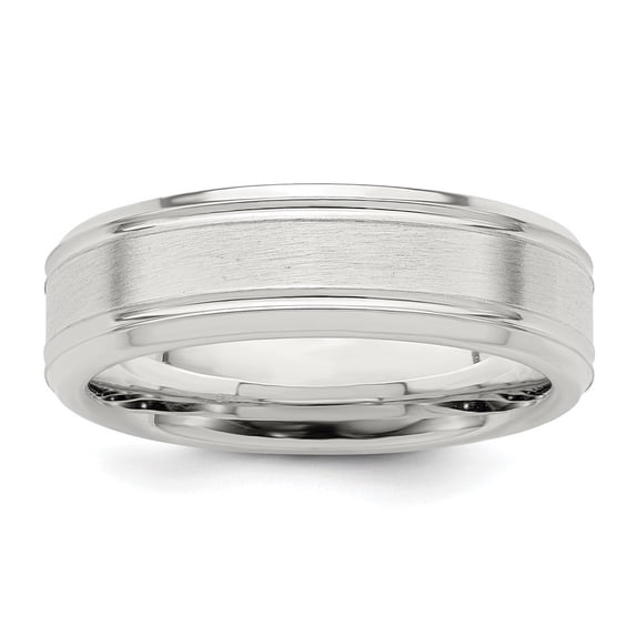Auriga Fine Jewelry 925 Sterling Silver 6 mm Brushed Flat Grooved Fancy Band for Women Size 11
